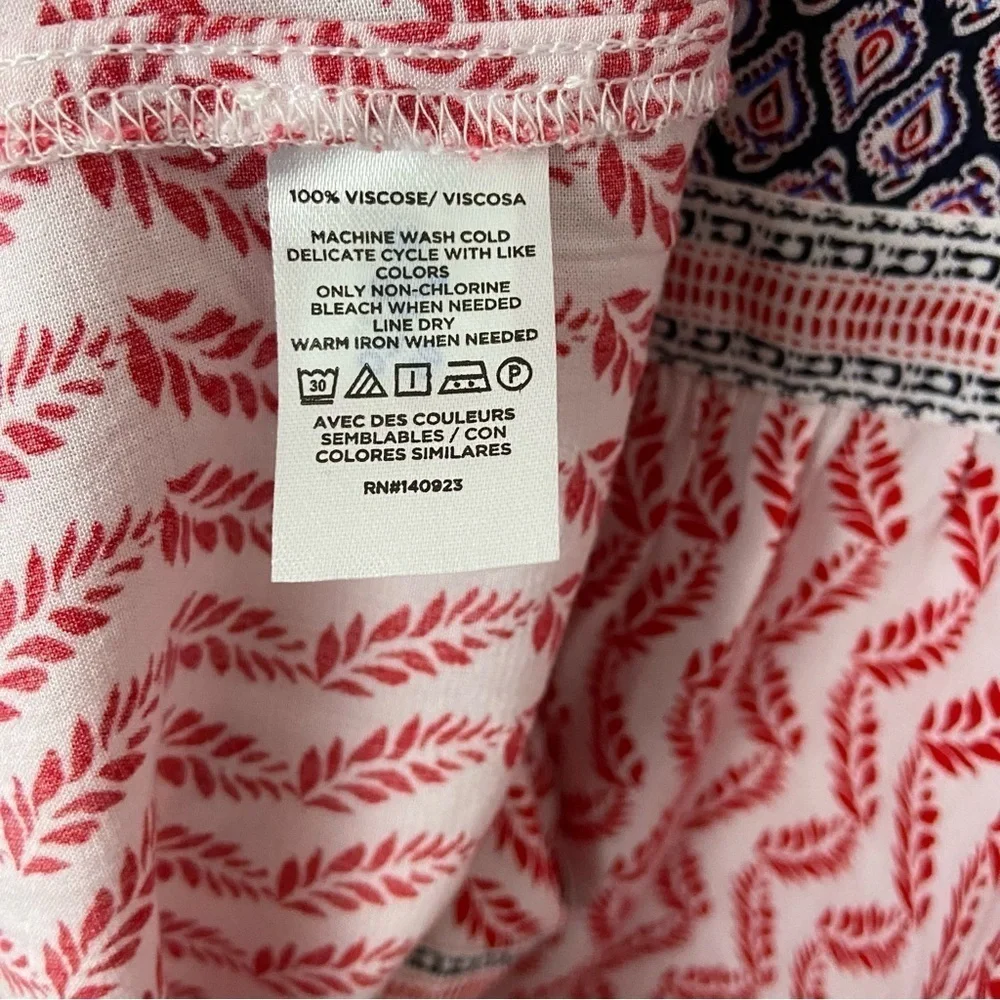 Loft Boho Leaf Bib Blouse Flowy Cottagecore Peasant Feminine Sz S